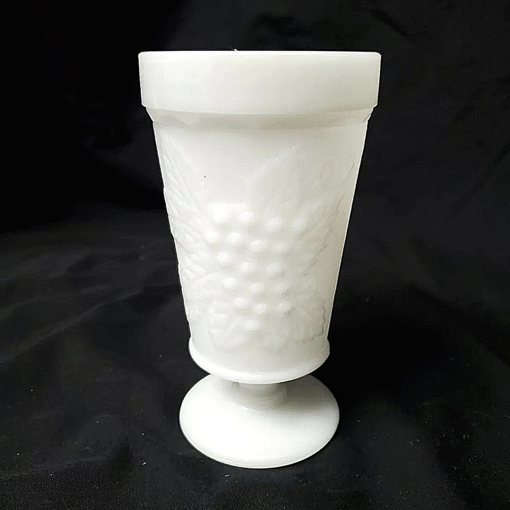 Gorgeous Vintage Milk Glass Goblet with Patterns